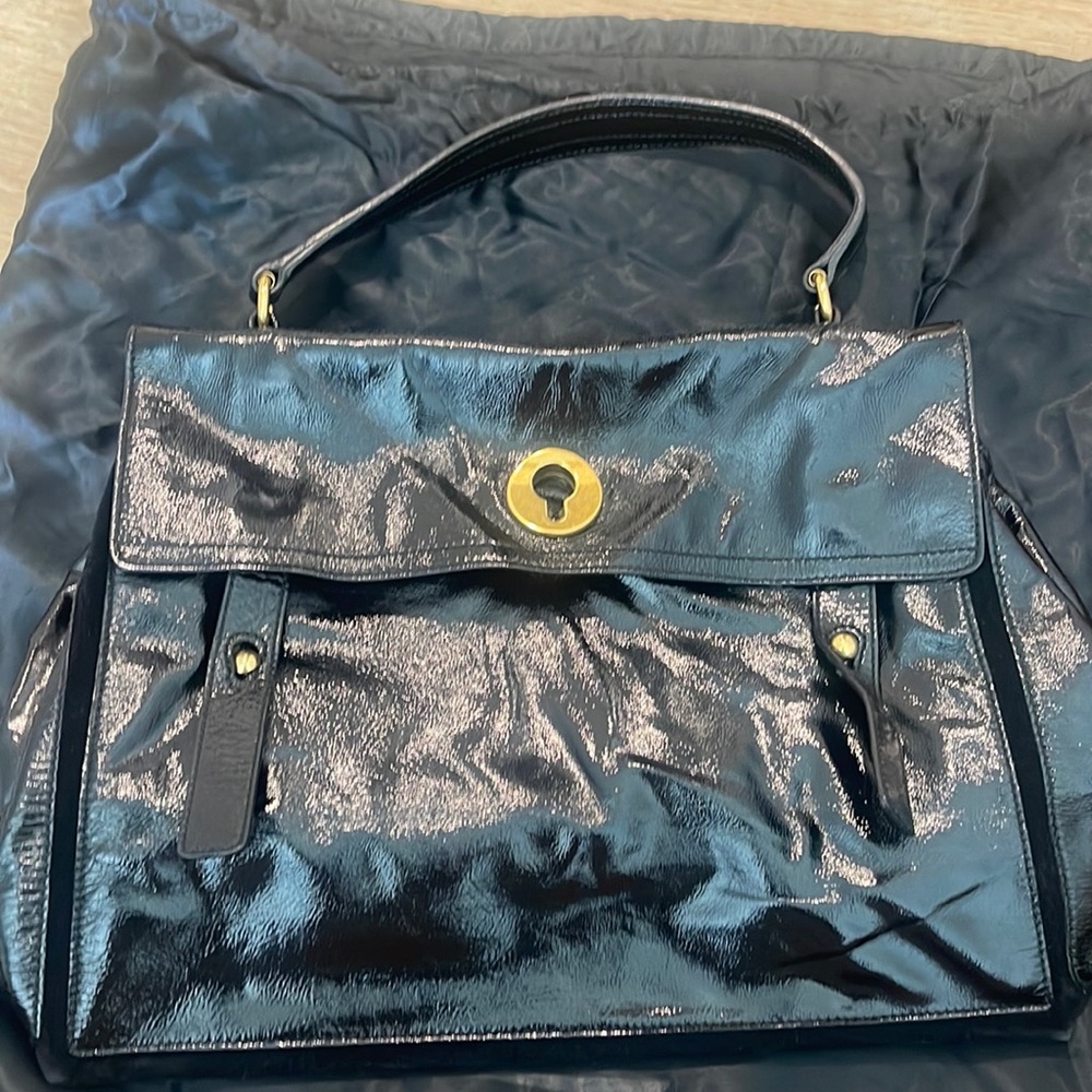 YSL black patent leather bag